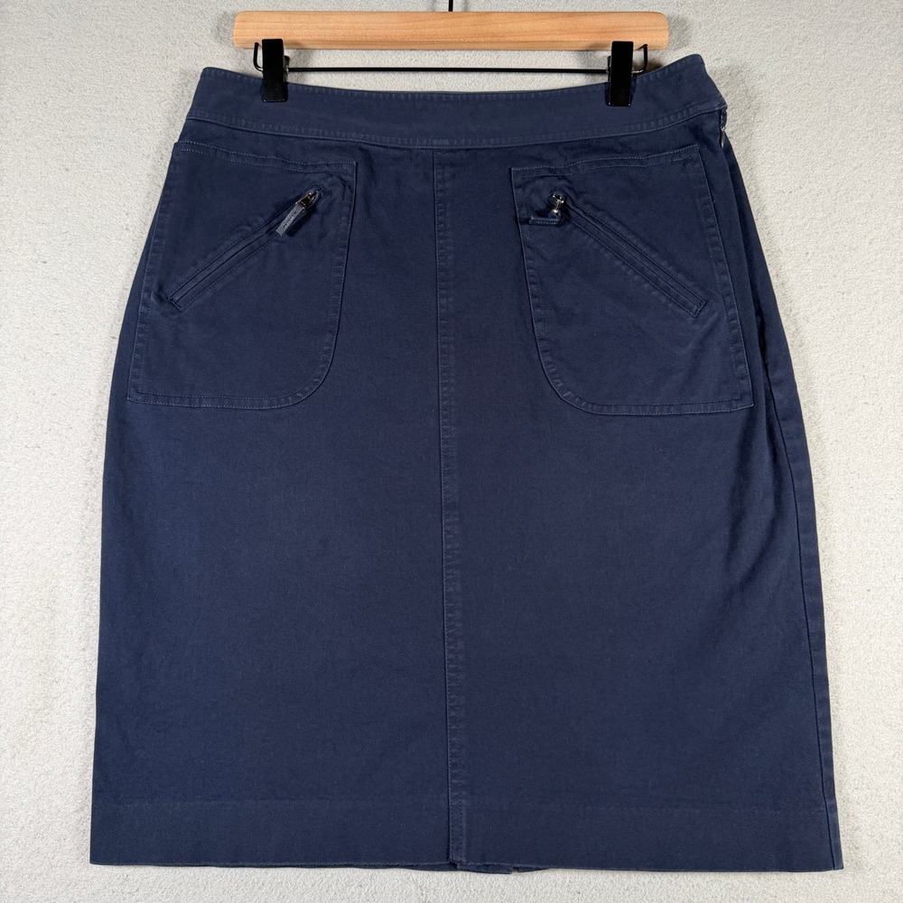 Lauren Ralph Lauren Navy Blue Utility Zip Pocket Cotton Stretch Skirt Size 10